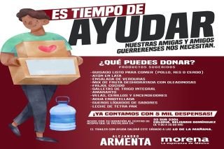 Es tiempo de apoyar ante la contingencia en Guerrero&nbsp;