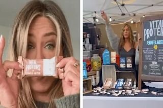 &iexcl;P&aacute;sele, g&uuml;erita! Jennifer Aniston sorprendi&oacute; en un mercado vendiendo sus productos