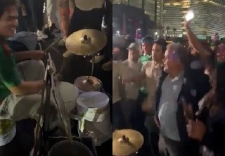 ​&iexcl;Guerra psicol&oacute;gica en Santa Fe! Aficionados mexicanos arman ruidosa fiesta afuera del hotel de Ecuador