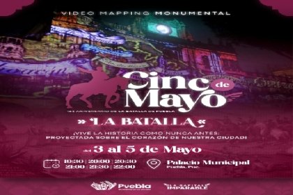 Conmemora Gobierno de la Ciudad la Batalla de Puebla con video mapping