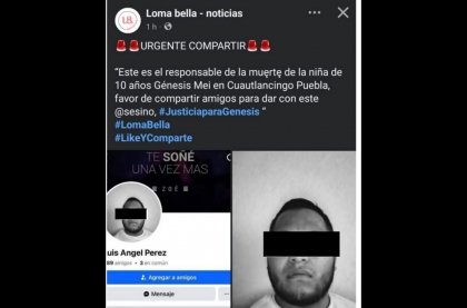Exhiben rostro y nombre del feminicida de la peque&ntilde;a G&eacute;nesis &ldquo;Luis &Aacute;ngel N&rdquo;; ciudadanos buscan venganza