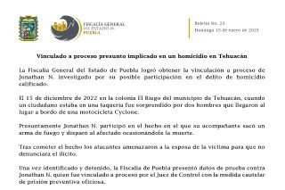 Asesino de taquero de Tehuac&aacute;n es procesado por la FGE