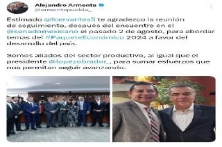 Paquete Econ&oacute;mico 2024 ser&aacute; una fortaleza para el pa&iacute;s: Armenta