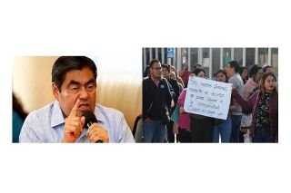Tras manifestaci&oacute;n en SEP de docentes del SNTE por falta de pagos retroactivos; Barbosa les exige que se vayan a trabajar