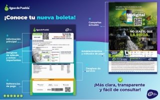 Agua de Puebla presenta su nueva boleta de cobro: m&aacute;s clara, transparente y f&aacute;cil de consultar
