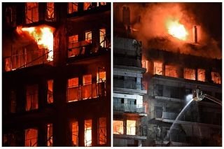 En llamas: incendio consume un edificio de 14 pisos en Valencia, Espa&ntilde;a