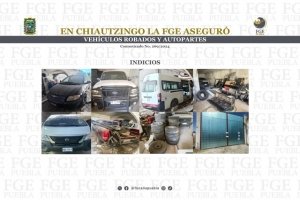 En Chiautzingo la FGE asegur&oacute; veh&iacute;culos robados y autopartes