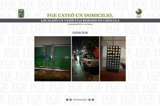 Tras cateo la FGE localiz&oacute; veh&iacute;culo robado en Cholula