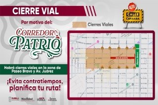 Cierres viales y medidas de movilidad por Corredor Patrio 2025