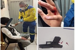Menor resulta lesionado de bala tras introducir una pistola a la secundaria