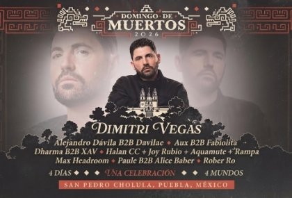 San Pedro Cholula va con todo: Dimitri Vegas encabeza el Festival Domingo de Muertos 2026 en el Parque Soria