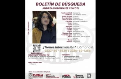 Gobierno de Puebla activa labores de B&uacute;squeda de menor en Cuautlancingo