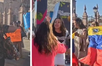 Se enfrentan venezolanos y mexicanos en manifestaci&oacute;n en Aguascalientes tras captura de Maduro