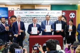 FEMEXFUT y gobierno estatal firman convenio para impulsar talentos en UDEP