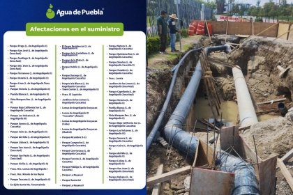 Agua de Puebla dejar&aacute; sin servicio a 53 colonias a partir de este lunes