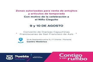 Ayuntamiento de puebla permitir&aacute; venta de antojitos y art&iacute;culos religiosos por celebraci&oacute;n al &ldquo;ni&ntilde;o cieguito&rdquo;