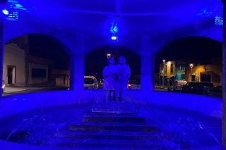Fuentes de la capital poblana se iluminan de azul por temporada navide&ntilde;a: Ayuntamiento de Puebla